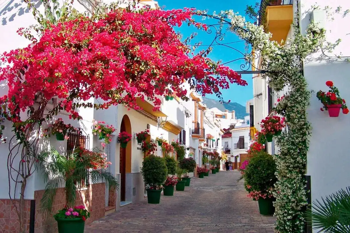 Charming Andalusian old town streets and coastline in Estepona