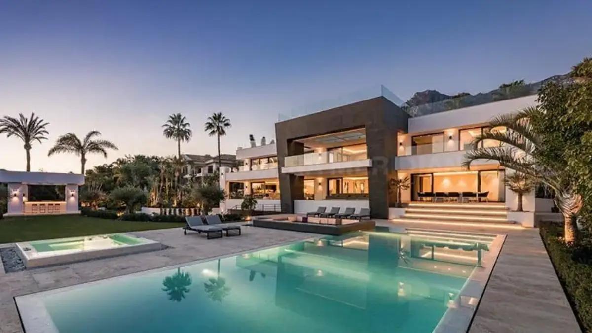 Luxury villa terrace with panoramic sea views in Sierra Blanca, Marbella