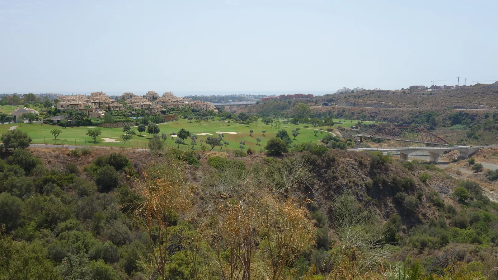 Golf course fairway beside the Guadalmina river valley in Benahavís municipality, Málaga