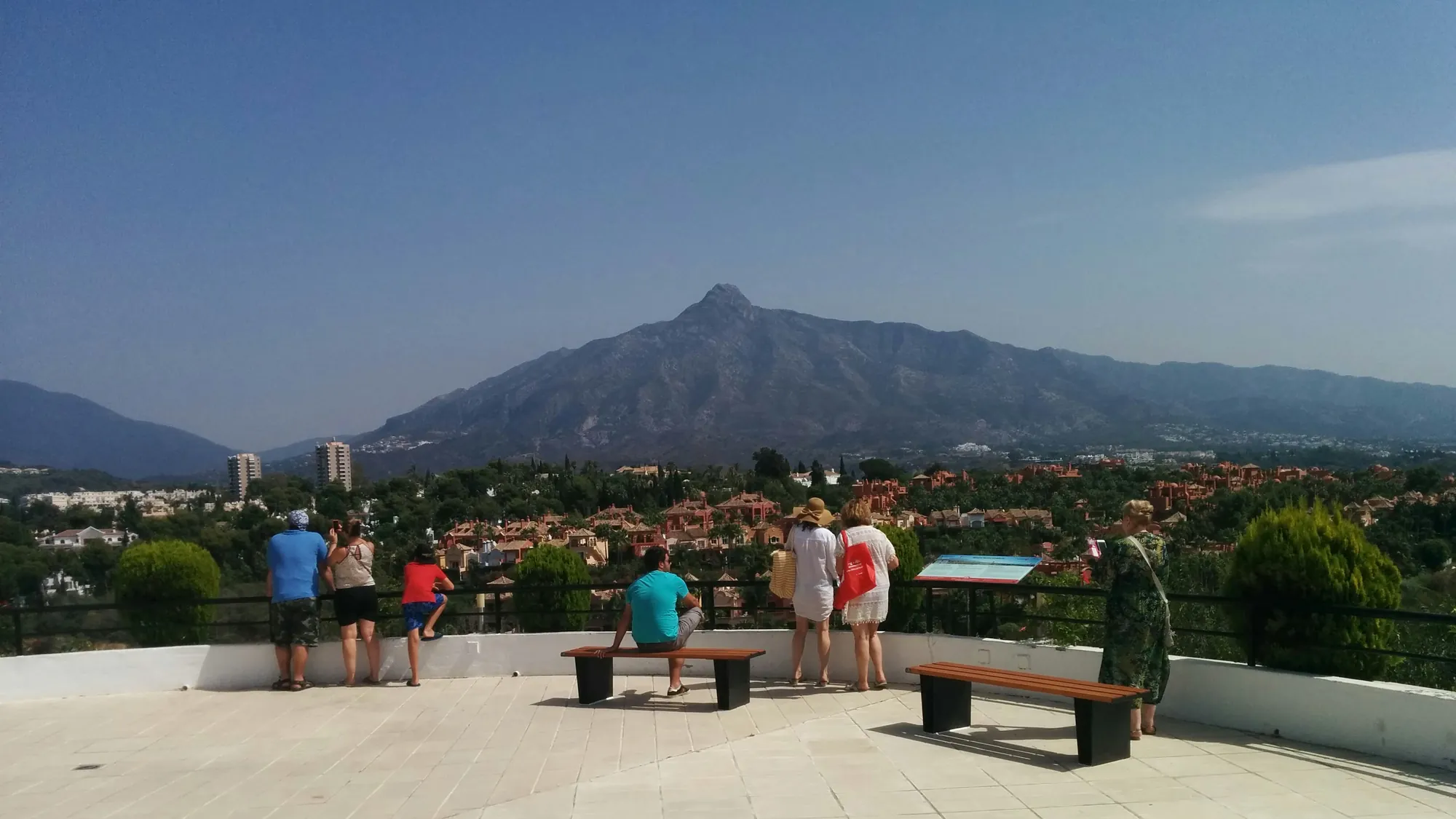 View across the residential valley of Nueva Andalucía in Marbella towards La Concha mountain