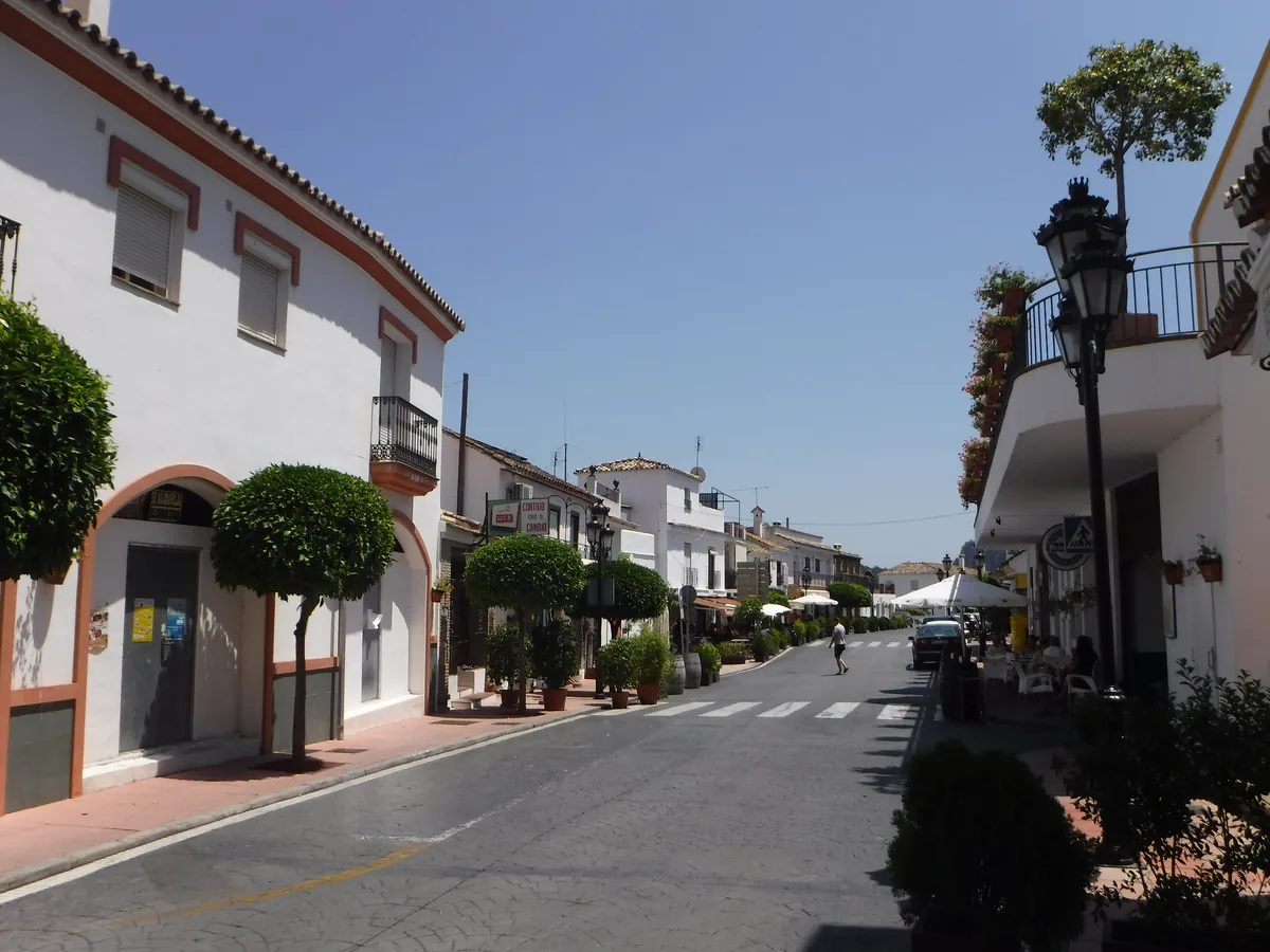 Wooded hillsides and scattered white houses rising above the valley in Benahavís municipality
